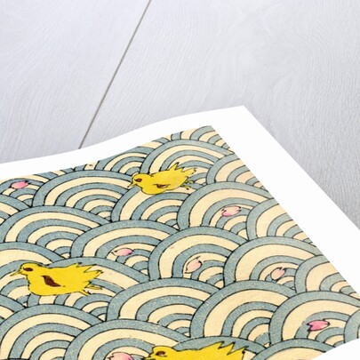 Illustration of Ducklings in a Stylized Waterscape by Anonymous