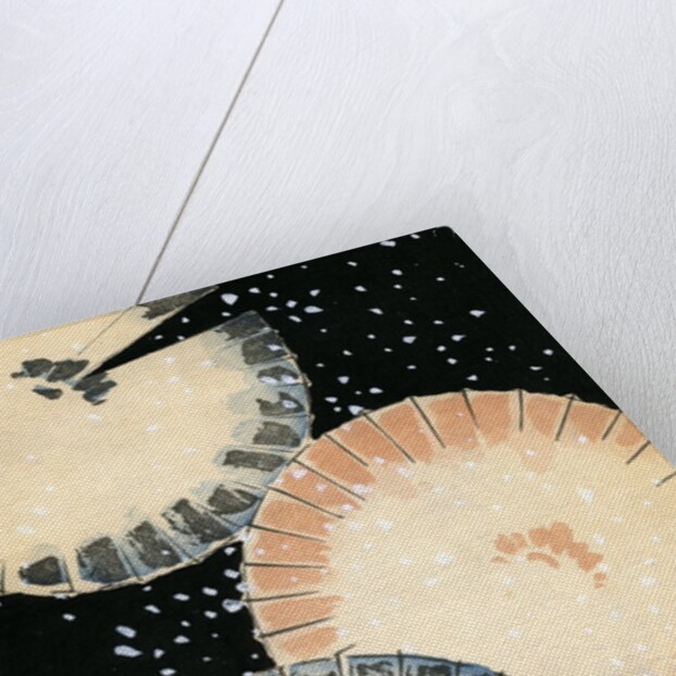 Illustration of Three Umbrellas in Snow by Anonymous