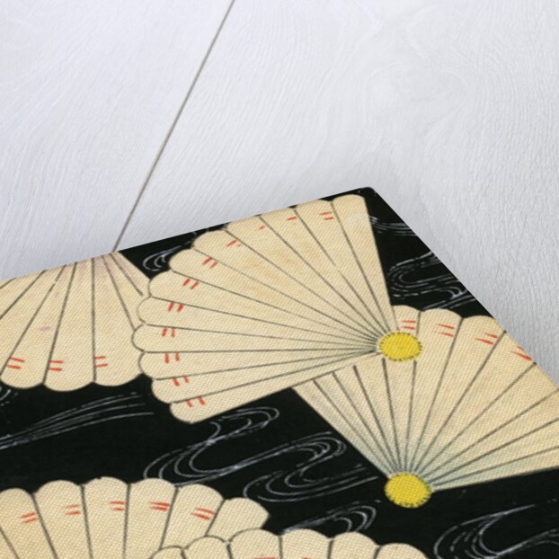Illustration of White Fans on a Black Background by Anonymous