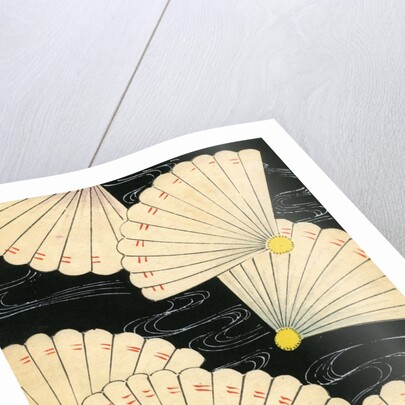 Illustration of White Fans on a Black Background by Anonymous