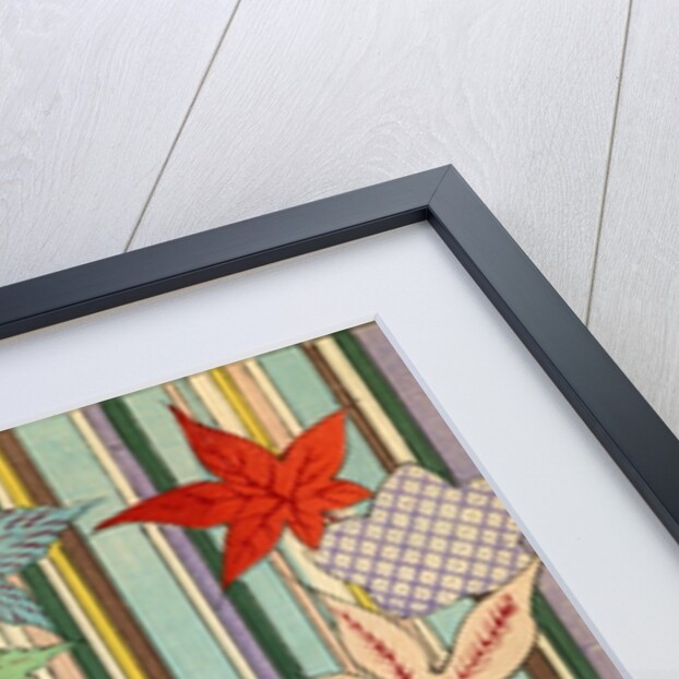 Illustration of Autumn Leaves on a Striped Background by Anonymous