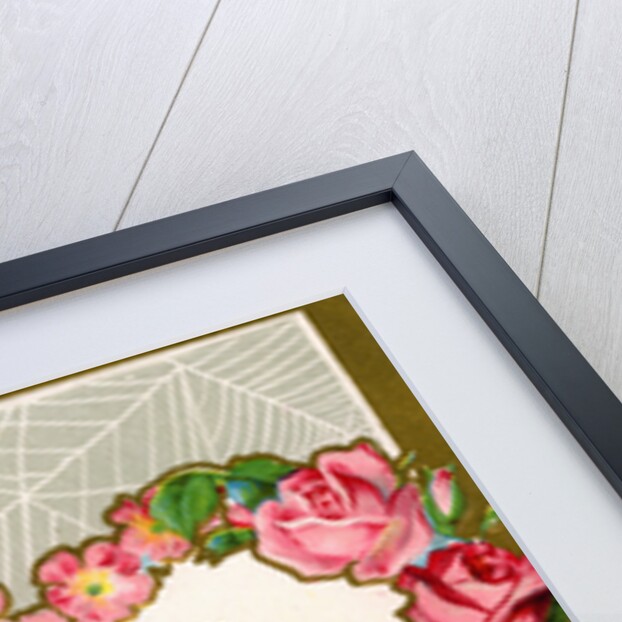 Valentine Greeting Postcard with Heart-Shaped Flower Garland by Anonymous