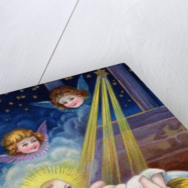 Loving Christmas Wishes Postcard with Christ Child in Manger by Anonymous