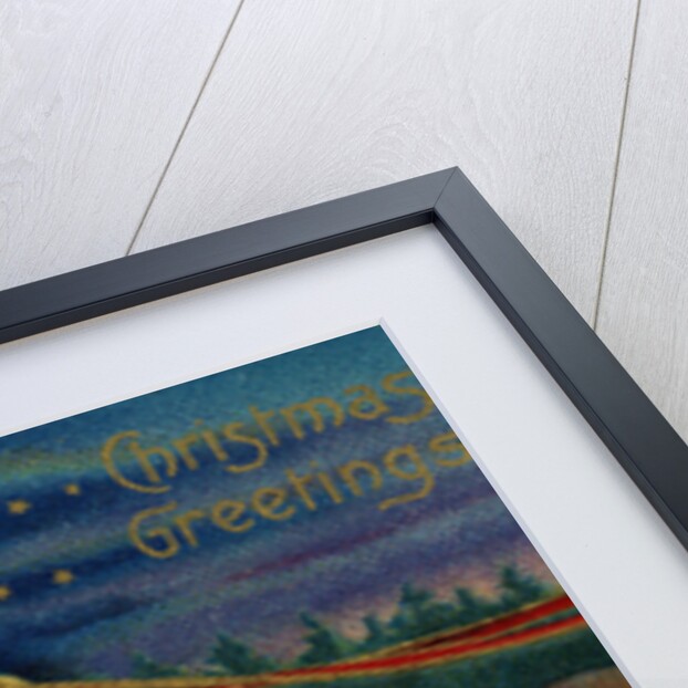 Christmas Greetings Postcard with Santa Claus Holding Reins by Anonymous