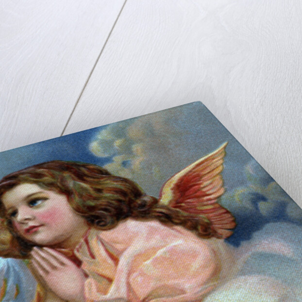 A Merry Christmas Postcard with Two Praying Angels by Anonymous