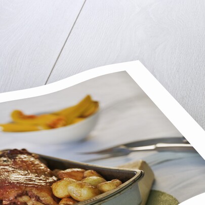 Roast Lamb Dinner in Roasting Pan by Anonymous