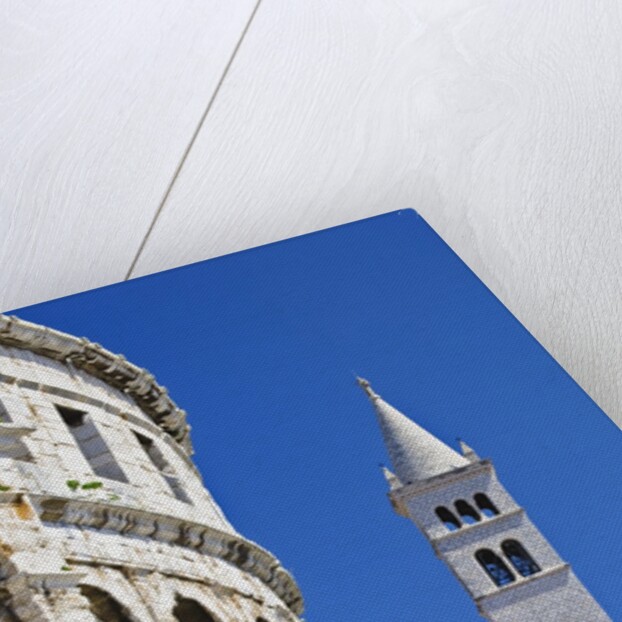 Roman Amphitheater and Church Bell Tower in Pula by Anonymous
