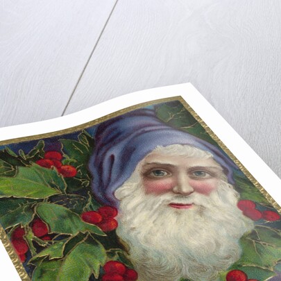 Loving Christmas Wishes Postcard with Santa Claus in Blue Cap by Anonymous