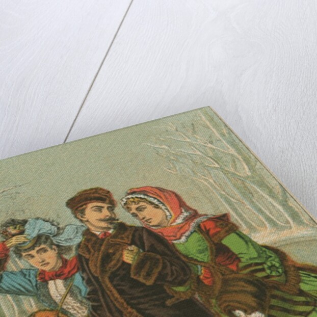 Victorian Print of Three People Ice Skating by Anonymous