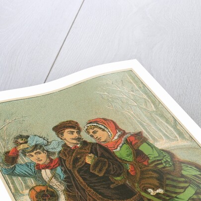 Victorian Print of Three People Ice Skating by Anonymous