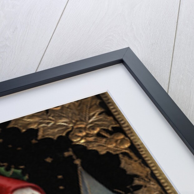 A Happy Christmas Postcard with Santa and Deer by Anonymous