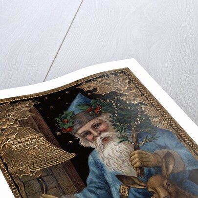 A Merry Christmas Postcard with Santa Ringing Bell by Anonymous