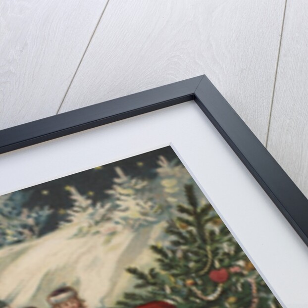 Christmas Postcard with Santa Riding a Train with Toys by Anonymous