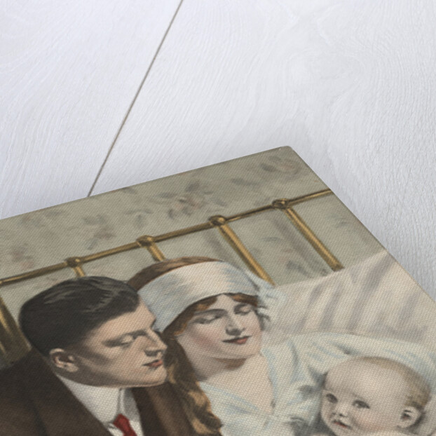 Postcard of Couple with Baby by Alonzo Kimball