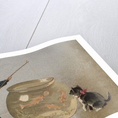 Postcard of Boy Fishing in Fishbowl by Anonymous