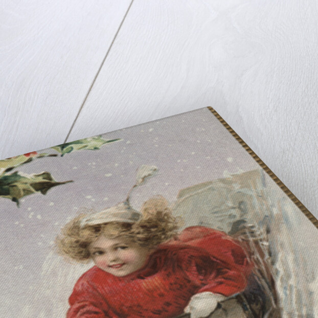 Postcard with Girl Sledding by Anonymous