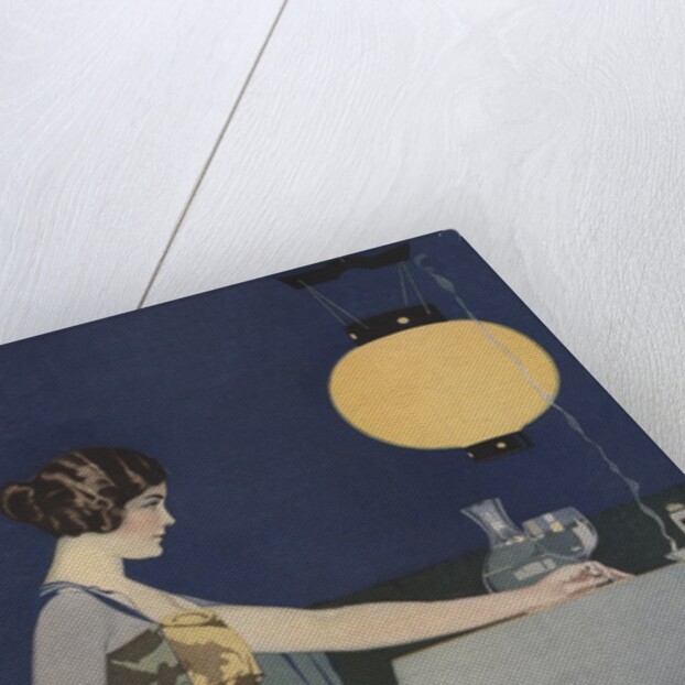 Illustration of Woman at Table with Lantern by Coles Phillips
