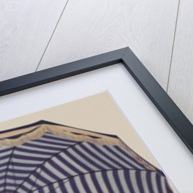 Illustration of Woman Sitting Under Striped Umbrella by Coles Phillips