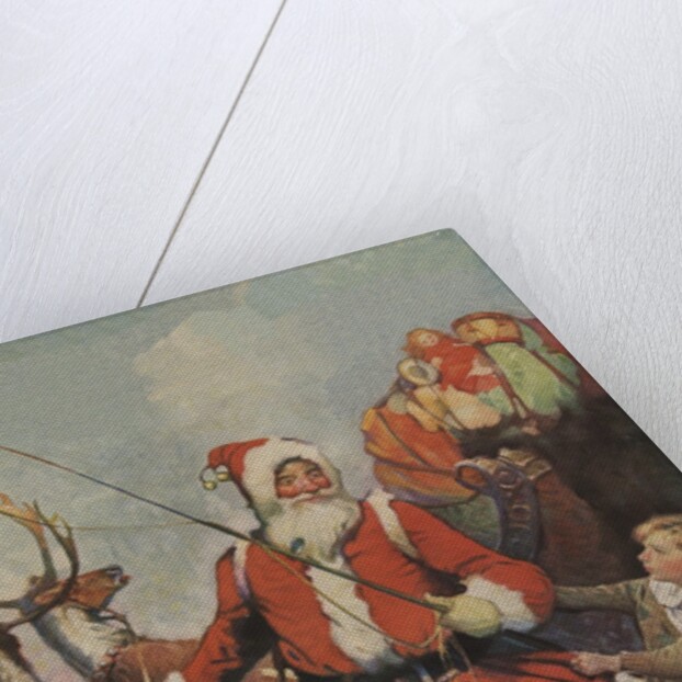 Illustration of Santa and His Sleigh by Frank E. Schoonover