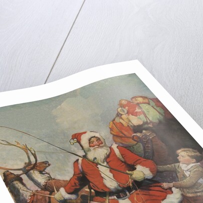 Illustration of Santa and His Sleigh by Frank E. Schoonover