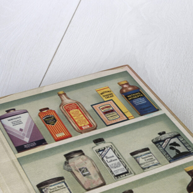 Illustration of Medicine Cabinet Filled with Watkins Products by Anonymous