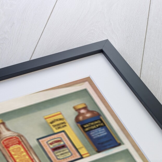 Illustration of Medicine Cabinet Filled with Watkins Products by Anonymous