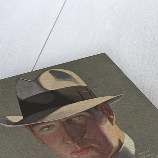 Illustration of Man Wearing Grey Fedora by Percy Edward Anderson