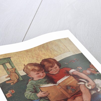 Illustration of Brother and Sister Reading by Anonymous