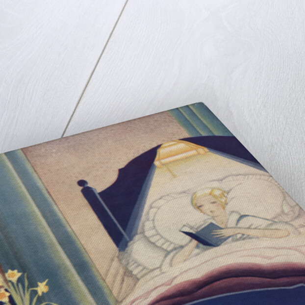 Illustration of Woman Reading in Bed by Anonymous