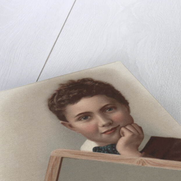 Illustration of Boy Holding Blank Writing Slate by Anonymous