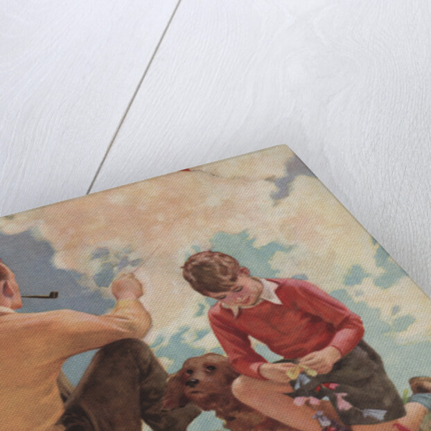 Illustration of Father and Son Flying Kites by Douglass Crockwell