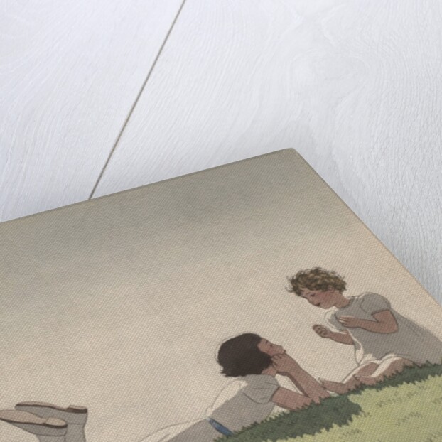 Illustration of Sisters Talking on Hill by Andre Edouard Marty