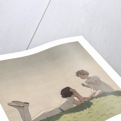 Illustration of Sisters Talking on Hill by Andre Edouard Marty