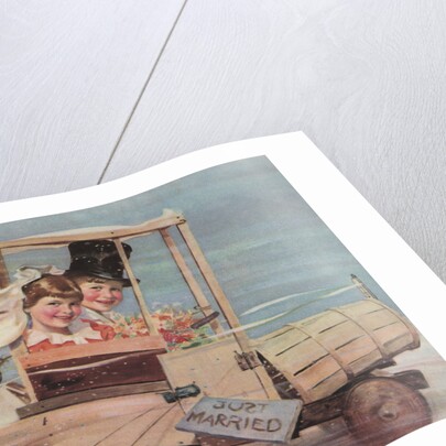 Illustration of Young Couple in a Soap Box Car by Douglass Crockwell