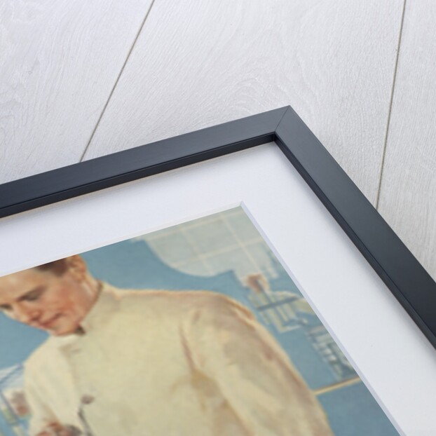 Illustration of Girl Looking Through Microscope by Douglass Crockwell