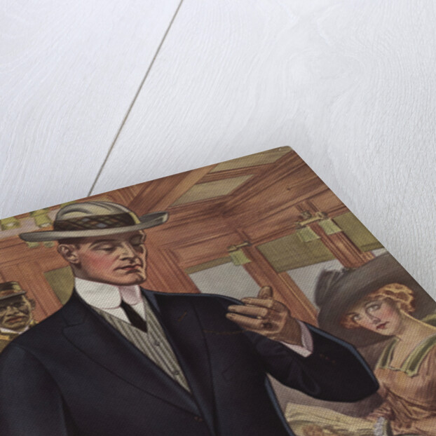 Royal Tailors Illustration of Man on Train Looking at Watch by Anonymous