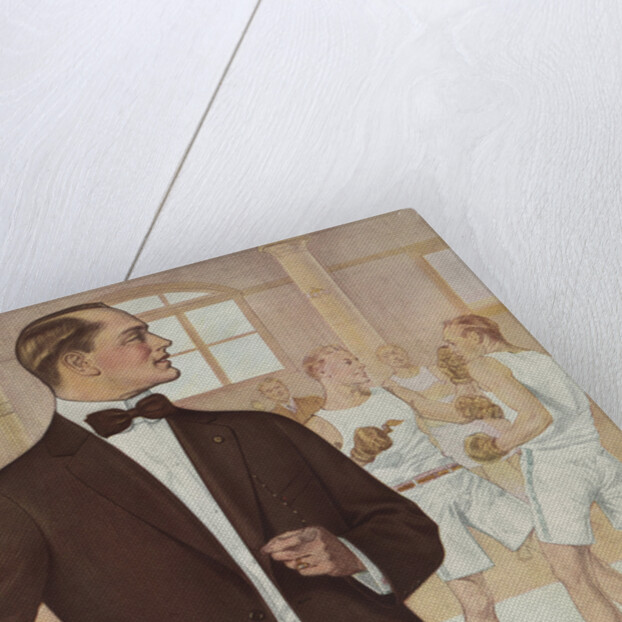 Royal Tailors Illustration of Man in Suit at Boxing Gym by Anonymous