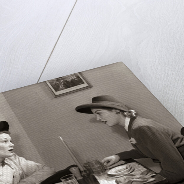 1940s 2 Women Dining Talking Restaurant Table by Anonymous