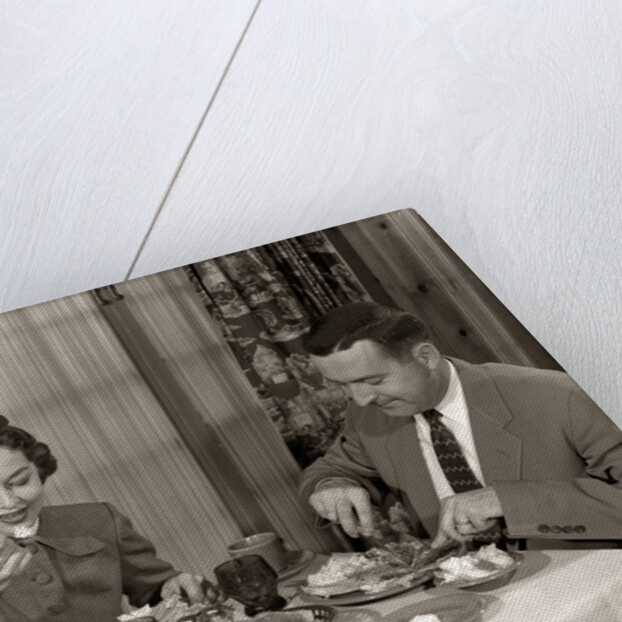 1950s Couple Man Woman Dining In Restaurant by Anonymous