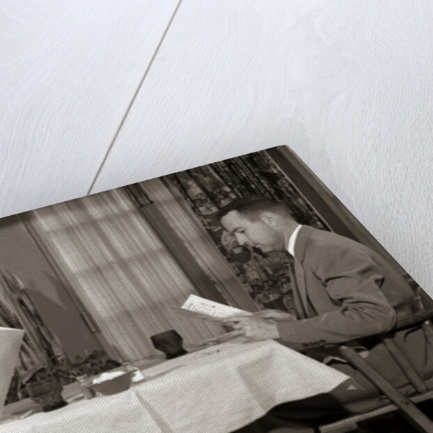 1950s Couple Man Woman Reading Restaurant Menus by Anonymous