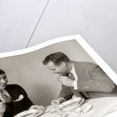 1930s Two Men Dining Eating Soup by Anonymous