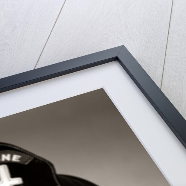 1950s Portrait Fireman Serious Expression Metal Fire Hard Hat Engine 4 by Anonymous