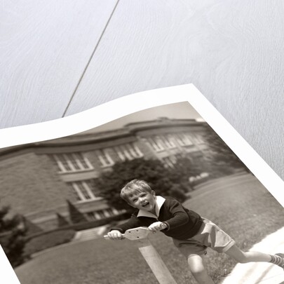 1930s Boy Outside On Scooter Having Fun by Anonymous