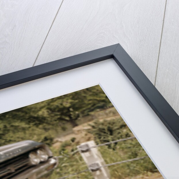 1960s Man Changing Flat Tire On Car At Side Of Rural Road Car Jack Tools Tire Iron by Anonymous