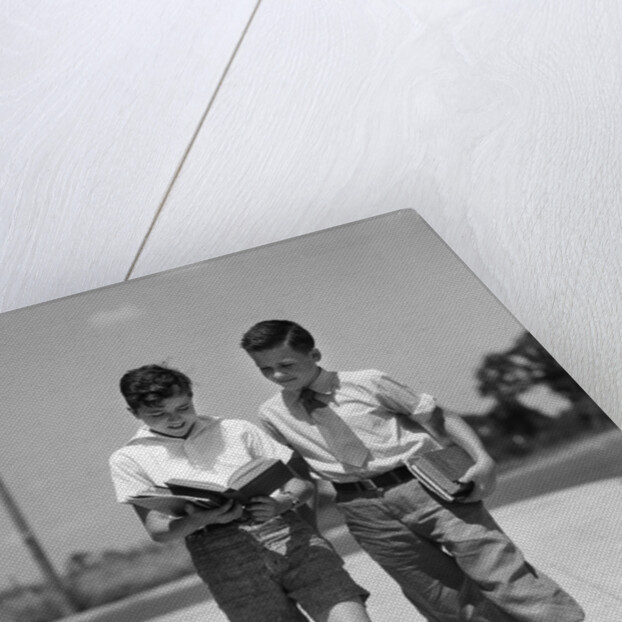 1930s Two Boys Walking School Reading Books by Anonymous