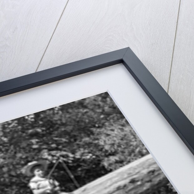 1940s 1950s Pair Of Boys In Straw Hats and Cuffed Jeans Fishing In Stream by Anonymous
