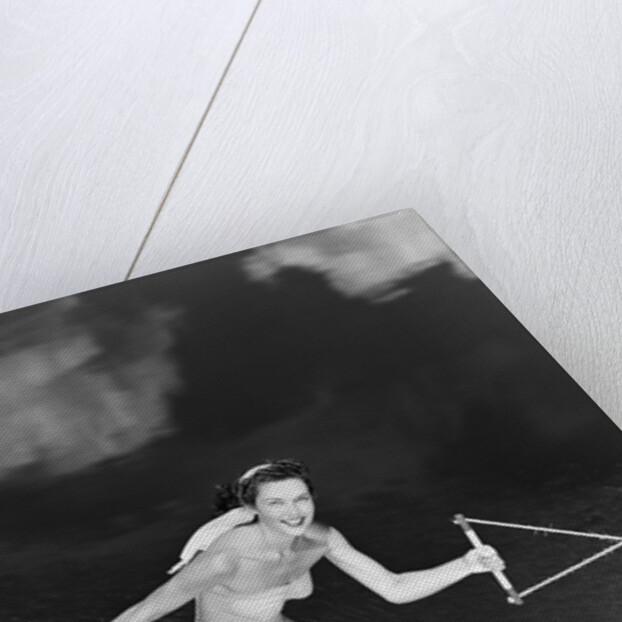 1950s Woman In A Bathing Suit Water Skiing Spray Towline Speed Exhilaration by Anonymous