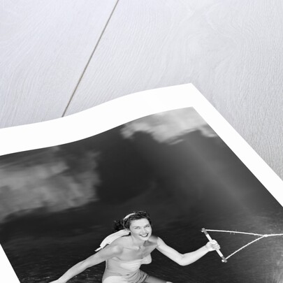 1950s Woman In A Bathing Suit Water Skiing Spray Towline Speed Exhilaration by Anonymous