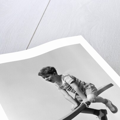 1930s 1940s Excited Boy On Seesaw Playing by Anonymous
