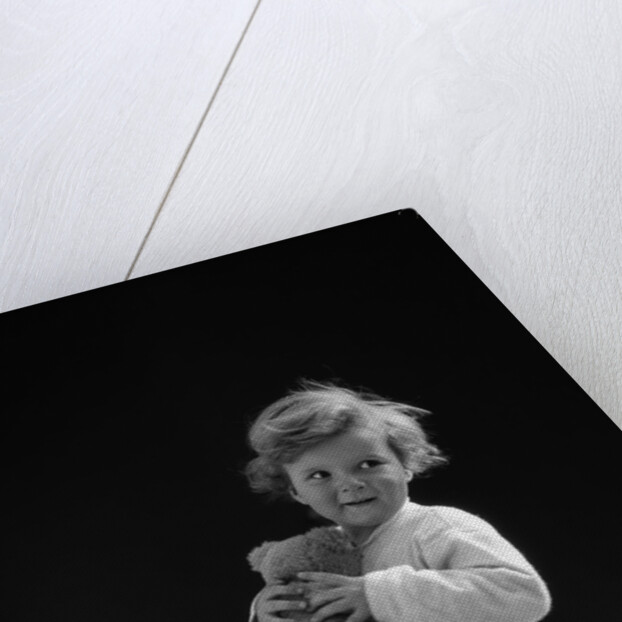 1930s Boy Toddler Holding Teddy Bear by Anonymous